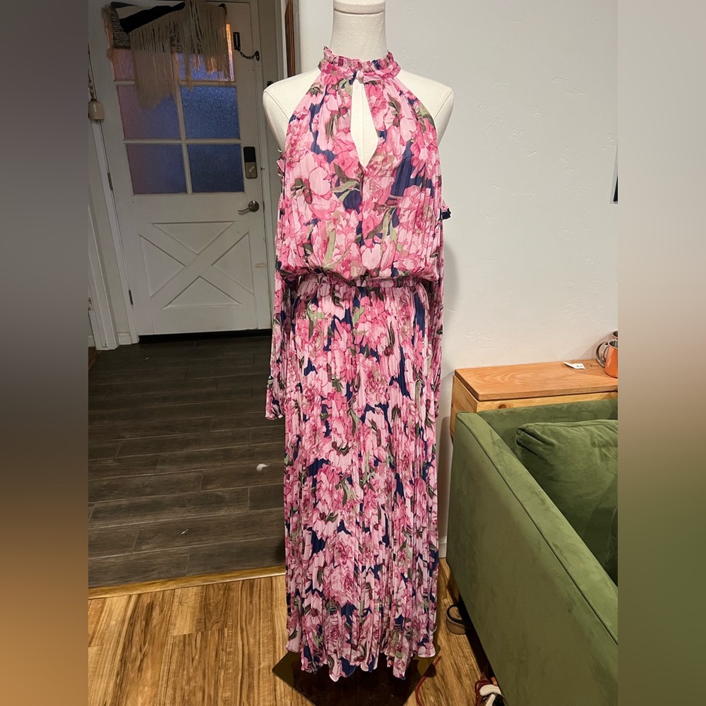Petal & Pup Pink Floral Halter Maxi Dress